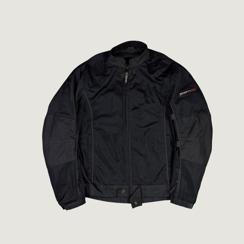 Schott NYC Pro Mesh Motorcycle Jacket Mens Medium Black CE Approved Riding Gear